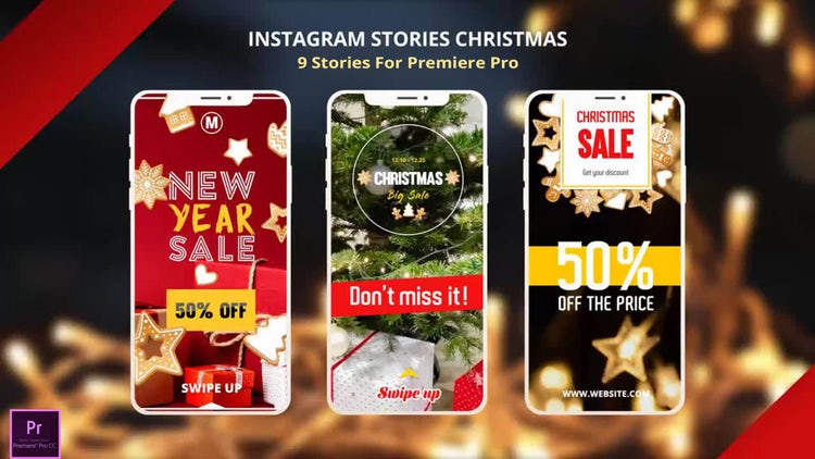 pr模板Instagram的故事圣诞及新年